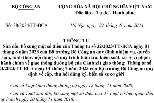 Đã có Thông tư 28/2024/TT-BCA về xử phạt vi phạm giao thông của CSGT tại Thông tư 32/2023/TT-BCA