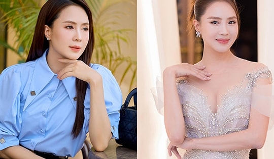 Làn da căng bóng không tì vết của Hồng Diễm ở tuổi tứ tuần