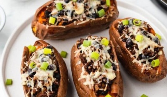 Công thức thịt bò nhồi khoai lang nướng phô mai thơm ngon, béo ngậy