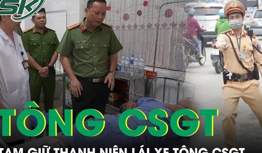 Bị CSGT dừng xe, thanh niên lái xe tông thẳng vào Đại uý công an
