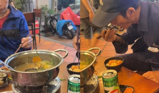 2 mẹ con đang ăn lẩu thấy người bán vé số tiến lại gần, câu hỏi tiếp theo khiến ông lão sững lại