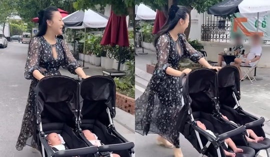 Phương Oanh xuất hiện trên phố cùng cặp song sinh, thái độ khi được người qua đường nhận ra gây chú ý
