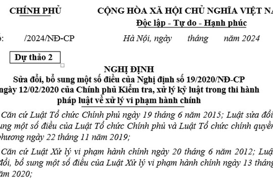 Đã có dự thảo Nghị định sửa đổi quy định kỷ luật cán bộ, công chức trong thi hành pháp luật về xử lý vi phạm hành chính