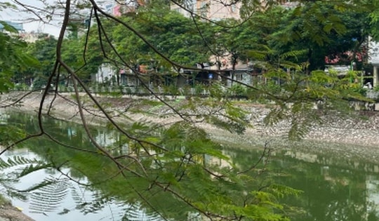 Người Hà Nội ngỡ ngàng khi nước sông Tô Lịch chuyển màu xanh