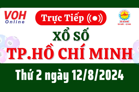 XSHCM 12/8 - Kết quả xổ số TP.HCM hôm nay thứ 2 ngày 12/8/2024