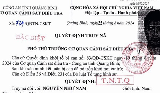 Truy nã Phó Tổng Giám đốc Newpot Quốc tế Nguyễn Như Nam