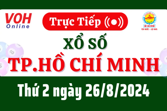 XSHCM 26/8 - Kết quả xổ số TP.HCM hôm nay thứ 2 ngày 26/8/2024