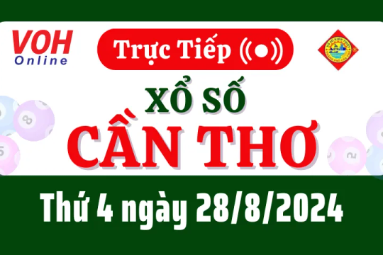 XSCT 28/8 - Kết quả xổ số Cần Thơ hôm nay thứ 4 ngày 28/8/2024