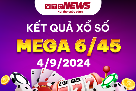 Vietlott 4/9 - Kết quả xổ số Vietlott hôm nay 4/9/2024 - Xổ số Mega 6/45 4/9