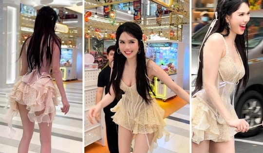 Ngọc Trinh mặc hở hang trượt patin ở trung tâm thương mại gây bất bình