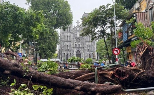 Cận cảnh đường phố Hà Nội ngổn ngang sau khi bão số 3 càn quét qua