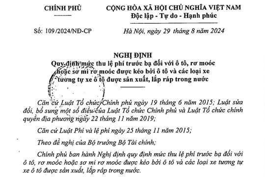 Văn bản tuyên truyền Nghị định 109 giảm 50% lệ phí trước bạ ô tô sản xuất trong nước