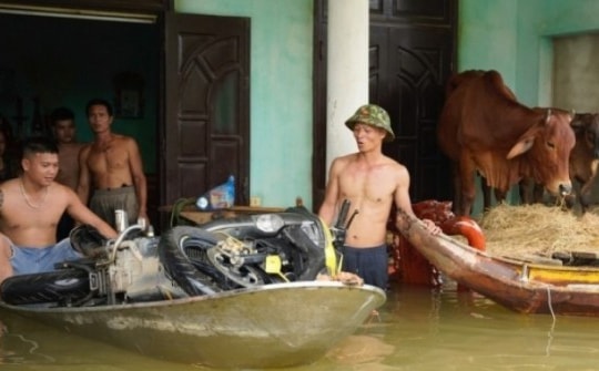 Người dân ngoại thành Hà Nội cứu tài sản trong biển lũ