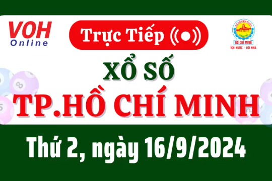 XSHCM 16/9 - Kết quả xổ số TP.HCM hôm nay thứ 2 ngày 16/9/2024