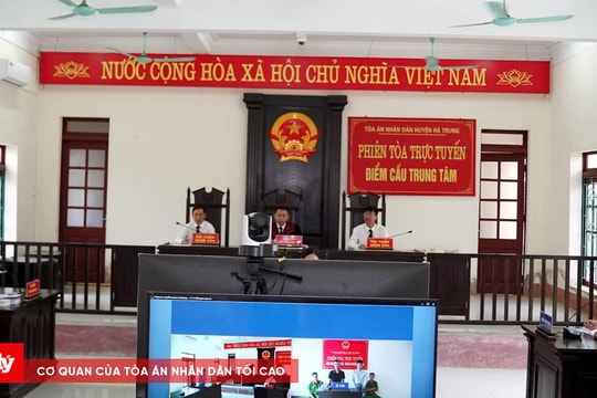 TAND huyện Hà Trung tổ chức phiên tòa rút kinh nghiệm trực tuyến, kết nối với 27 điểm cầu