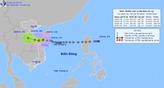 Diễn biến bão số 4 theo cập nhật mới nhất ngày 19/9