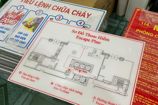 Kích thước sơ đồ chỉ dẫn thoát nạn được quy định thế nào?