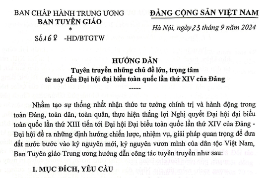 Hướng dẫn công tác tuyên truyền từ nay đến Đại hội XIV của Đảng