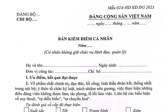 Bản kiểm điểm cá nhân Đảng viên cuối năm 2024 phải nộp khi nào?