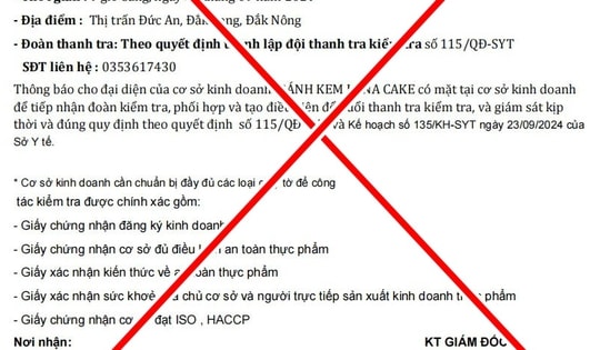 Cảnh báo giả mạo văn bản của Sở Y tế kiểm tra an toàn thực phẩm