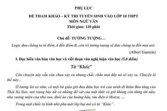 Đề tham khảo môn Ngữ văn thi vào lớp 10 TPHCM theo chương trình mới
