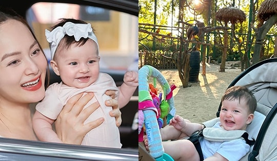 Con gái lai Tây của Lan Phương mới 6 tháng tuổi đã dạn dĩ, không sợ người lạ