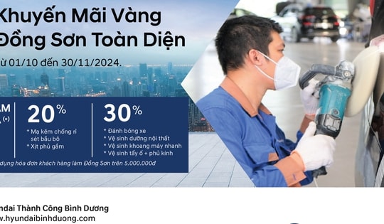 Khuyến mãi dịch vụ vàng - Đồng sơn toàn diện tại Hyundai Thành Công Bình Dương