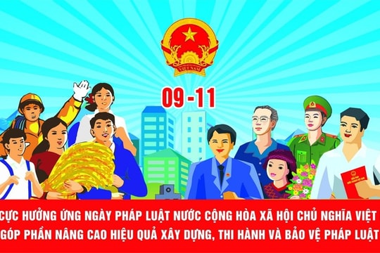 Khẩu hiệu tuyên truyền Ngày pháp luật Việt Nam 9 11 năm 2024 của Bộ Tư pháp