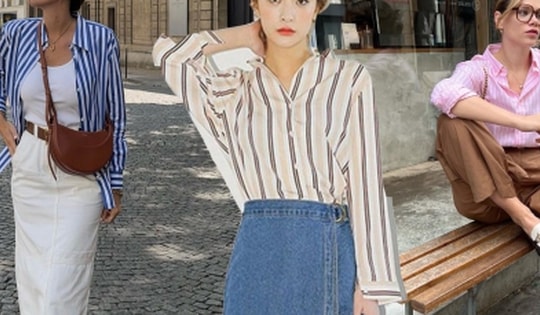 Biến hóa cùng trang phục họa tiết kẻ sọc trong những ngày thu