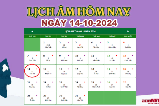 Lịch âm 14/10 - Âm lịch hôm nay 14/10 chính xác nhất - lịch vạn niên 14/10/2024