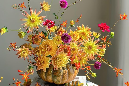 9X mang mùa thu vào nhà với 'bình hoa bí ngô'