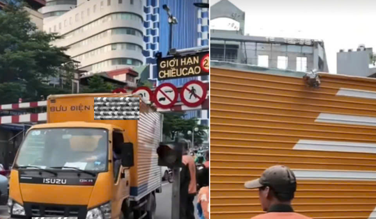 CSGT xử lý tài xế xe tải đi vào đường cấm