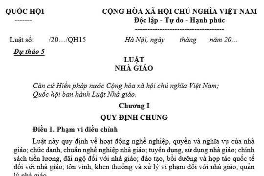 Cập nhật dự thảo Luật Nhà giáo mới nhất (Dự thảo 5)