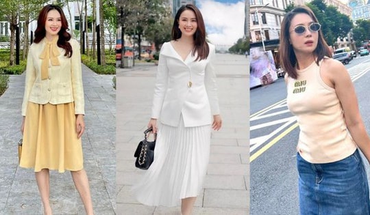 Hồng Diễm mặc chân váy đẹp ở tuổi ngoài 40