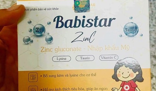 Tạm dừng lưu thông thực phẩm bảo vệ sức khỏe Babistar ZinC