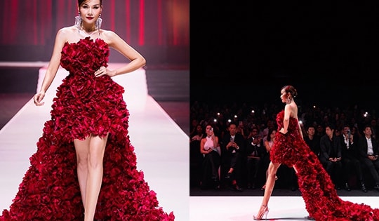 Người đẹp sở hữu đôi chân dài 1,12m khoe sắc trong đầm đỏ khiến fan choáng ngợp
