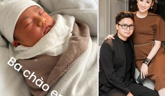 Chồng Á hậu Tú Anh khoe cận mặt con gái mới sinh