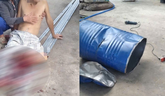 Cắt thùng phuy bị nổ, một người ở Tiền Giang suýt mất mạng