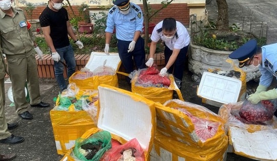 Thu giữ gần 1 tấn nội tạng đang rò rỉ nước, bốc mùi hôi thối đang trên đường tiêu thụ