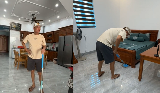 Hiệp Gà đang livestream bị bạn gái bắt đi lau nhà rồi khen 'chịu khó nhất tỉnh Hưng Yên'