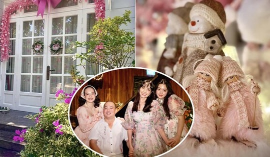 'Thiên đường nhỏ' màu hồng đón Noel tại biệt thự 2 mặt tiền của vợ chồng Thúy Hạnh - Minh Khang