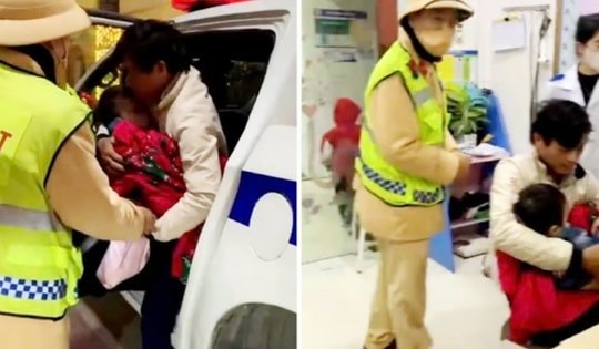 CSGT kịp thời đưa cháu bé co giật, tím tái đi bệnh viện cấp cứu