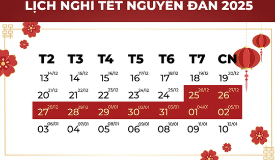 Tết Nguyên đán 2025 được nghỉ từ ngày nào?