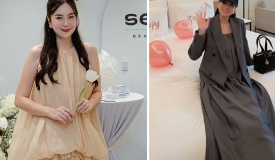 Thời trang giấu bụng bầu của MC Mai Ngọc
