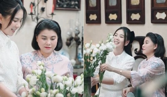 Mai Ngọc về thăm mẹ đẻ sau đám cưới hào môn, hé lộ căn nhà sang trọng, tinh tế
