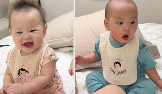 Phương Oanh khoe clip gây sốt của cặp song sinh, một điểm ở bé Jenny khiến fan thích thú