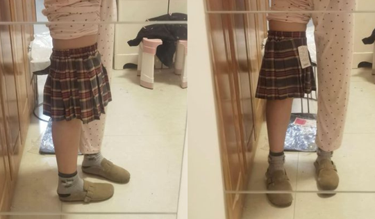 Cô bạn mua chân váy size M nhưng mặc chỉ vừa 1 bắp chân, nghe netizen khuyên mà tức