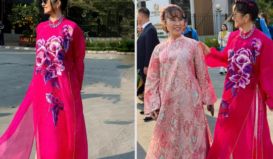 Áo dài Tết trị giá cả trăm triệu đồng được Hồng Nhung lăng xê