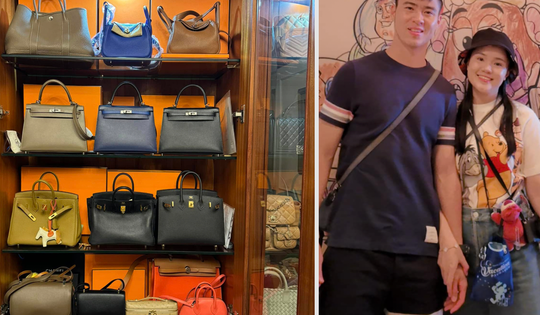Bà xã của hậu vệ Đỗ Duy Mạnh khoe 'gia tài' 30 túi hàng hiệu đắt đỏ