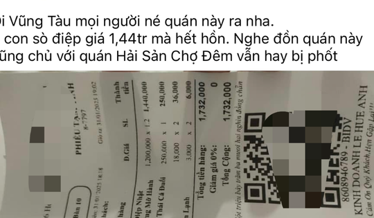 4 con sò điệp giá hơn 1,4 triệu đồng, quán ăn ở Vũng Tàu "bị soi"